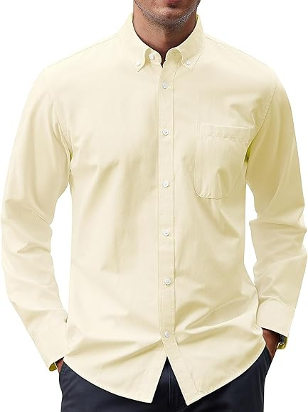 J.VER Men's Oxford Shirt Solid Casual Button Down Collar Shirts Long Sleeve Dress Shirts with Poc... | Amazon (US)