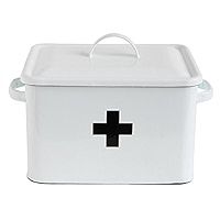 Creative Co-Op Enameled First Aid Lid & Black Front Box, White, Black Cross | Amazon (US)