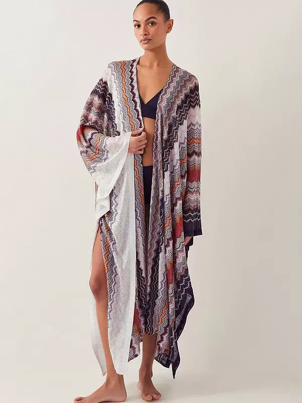 Monsoon Ava Zigzag Beach Coverup - Brown | Very (UK)