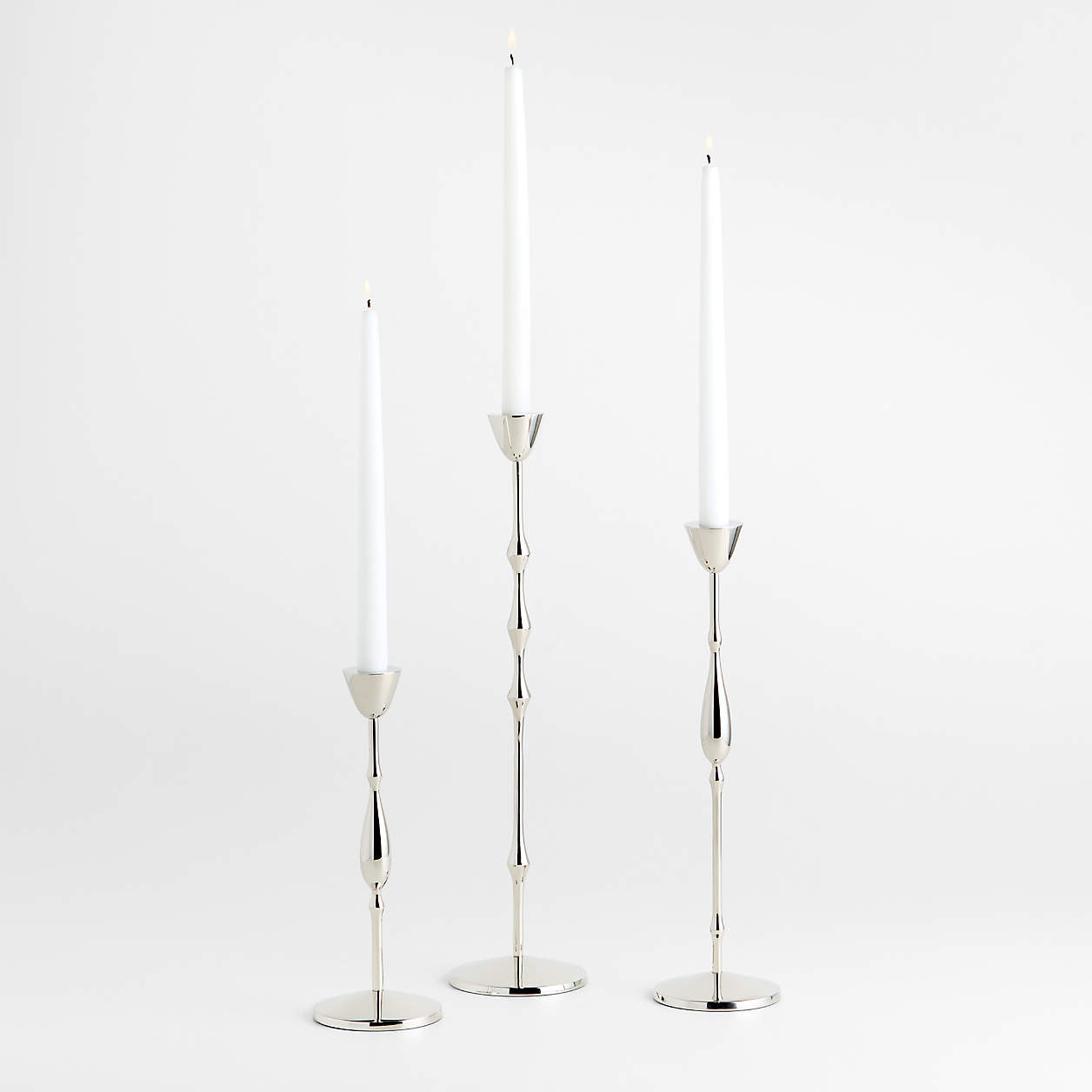Beaded Medium Polished Chrome Taper Holder 14.5" + Reviews | Crate & Barrel | Crate & Barrel