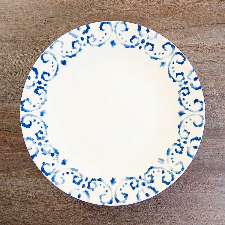 New!Blue Tuscan Scroll Dinner Plates, Set of 4 | Kirkland's Home