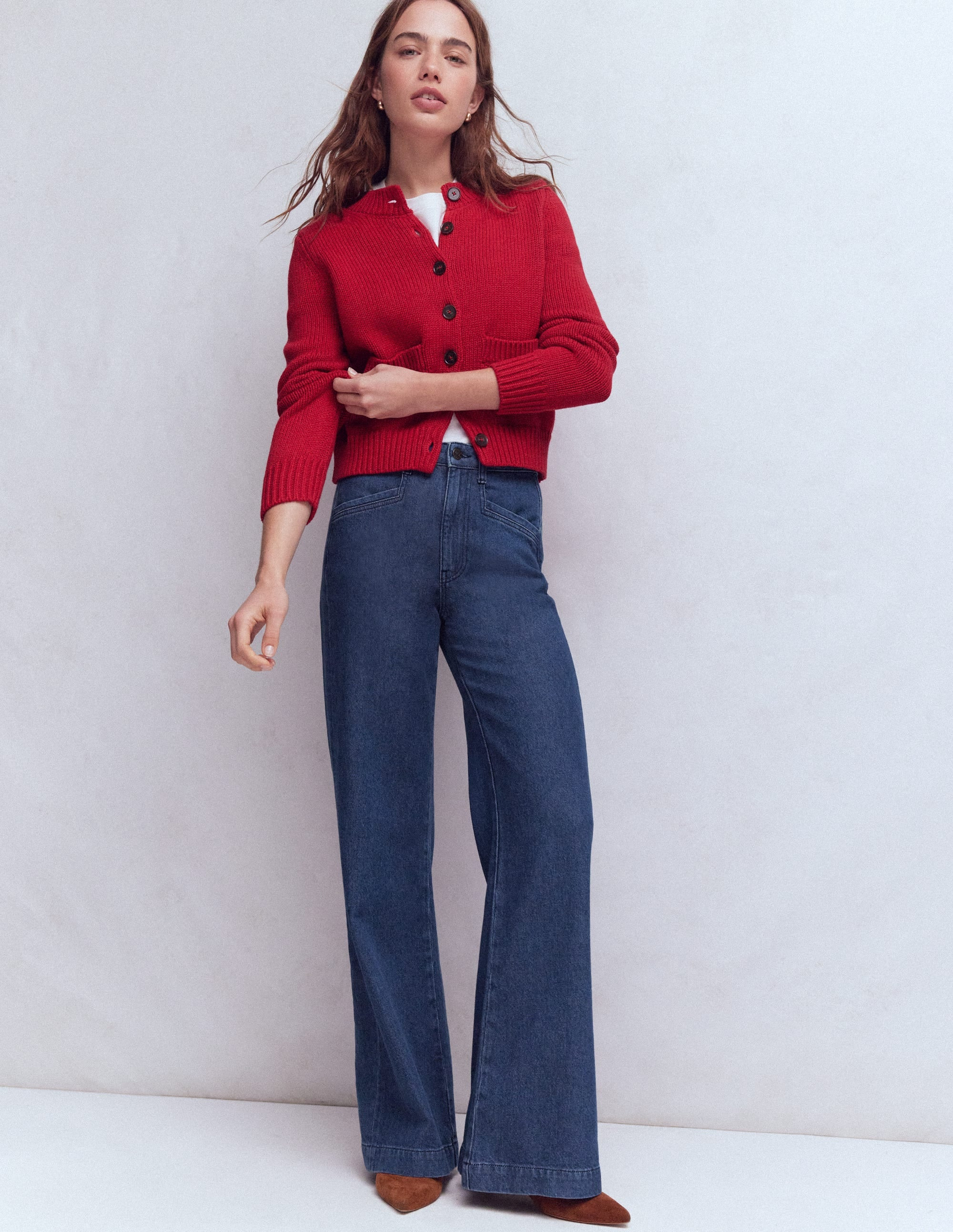 Pocket Detail Wide Leg Jeans-Mid Vintage | Boden (US)
