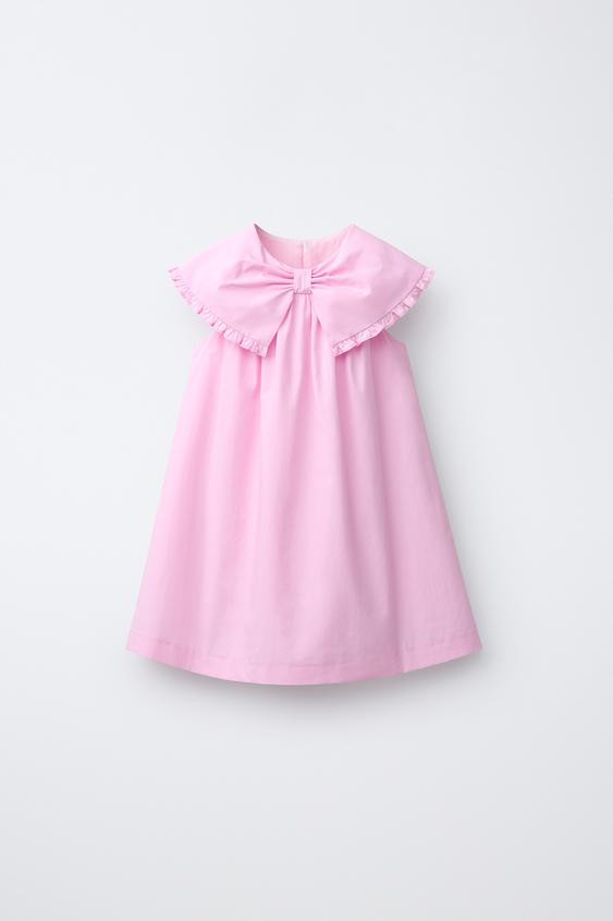 POPLIN DRESS WITH BOW | Zara US