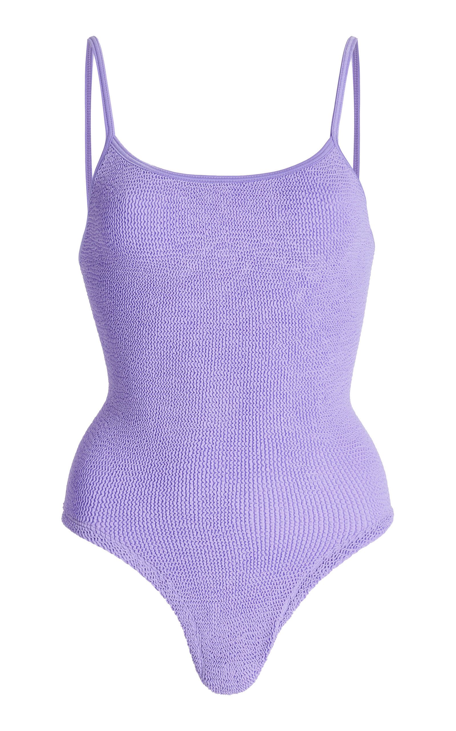 Hunza G - Women's Pamela Seersucker One-Piece Swimsuit - Purple - OS - Moda Operandi | Moda Operandi (Global)
