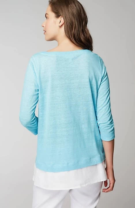 Layered-Hem Mixed-Media Linen Tunic | J. Jill