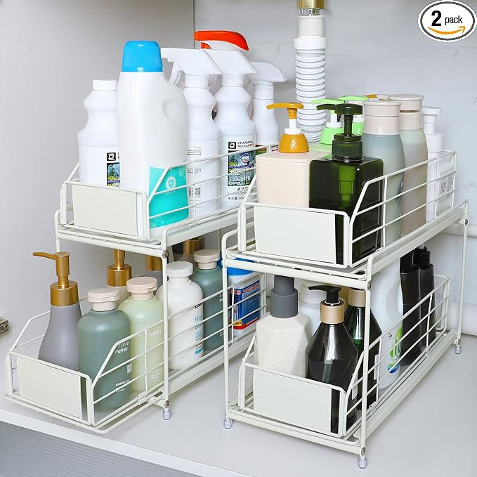 CADUKE 2-Tier Under Sink Cabinet Organizer with Sliding Basket Drawer, Bathroom Under Sink Storag... | Amazon (US)