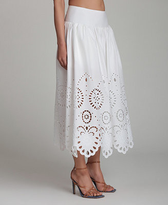 Women's Cutwork Detail A-Line Midi Skirt | Macy's