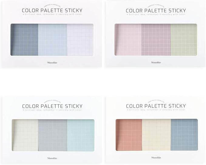 Monolike Color Palette Sticky Grid 300 D Set 4p - Self-Adhesive Memo Pad 30 Sheets | Amazon (US)