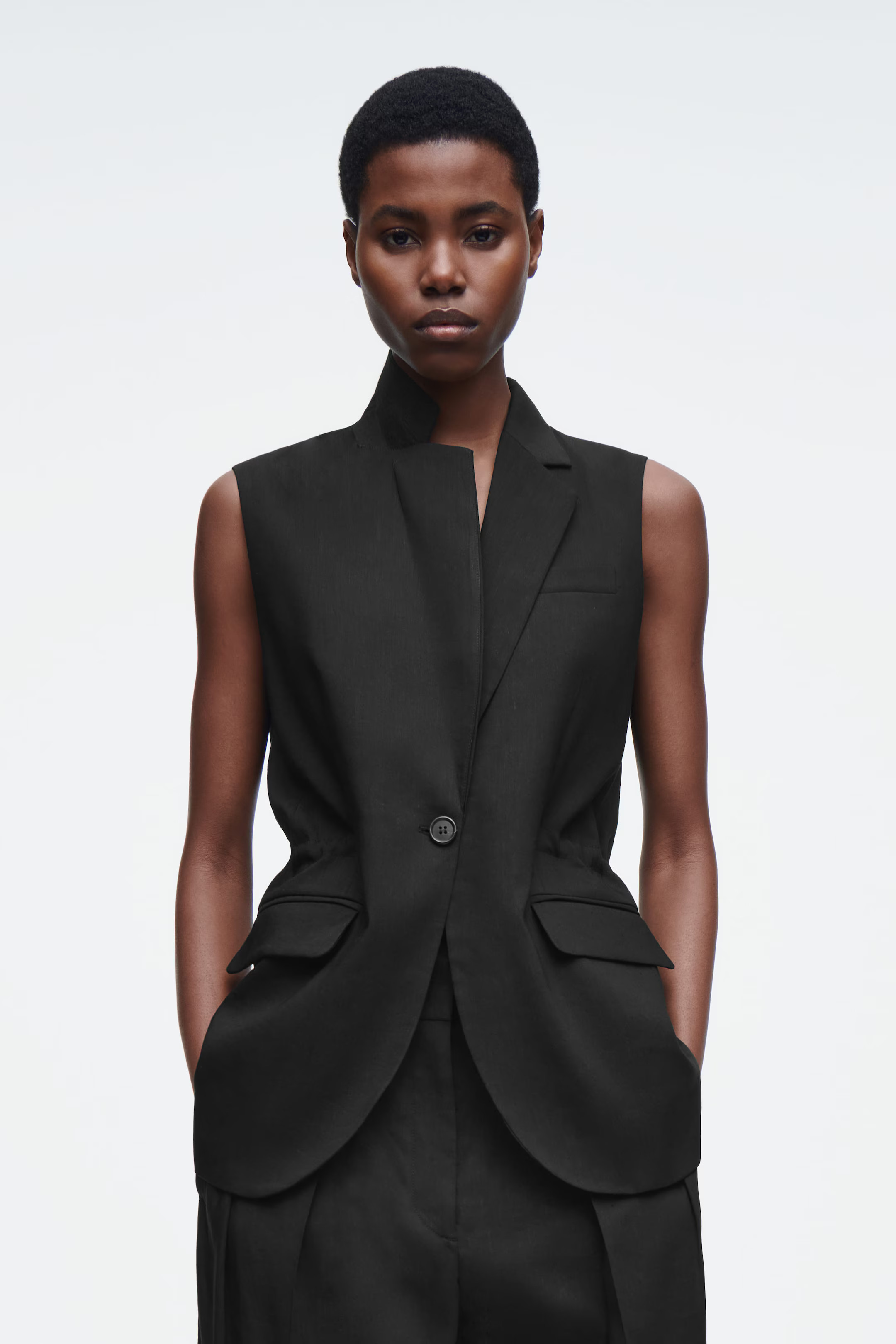 SLIM LINEN WAISTCOAT - BLACK | COS | COS (AU)