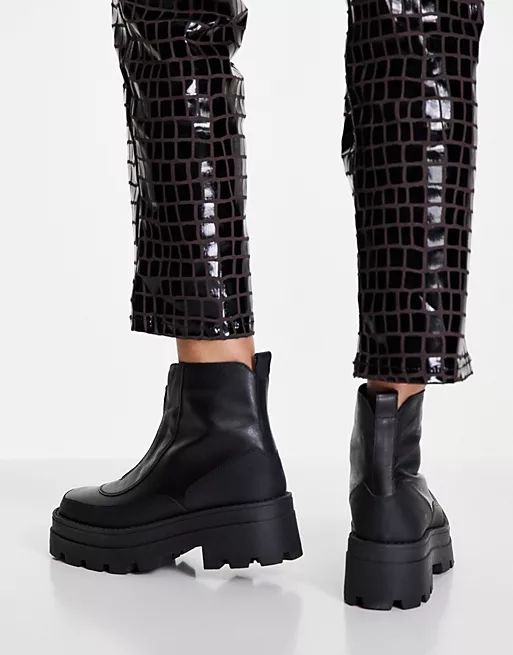 schuh The Edit Pyper leather chunky boots in black | ASOS (Global)