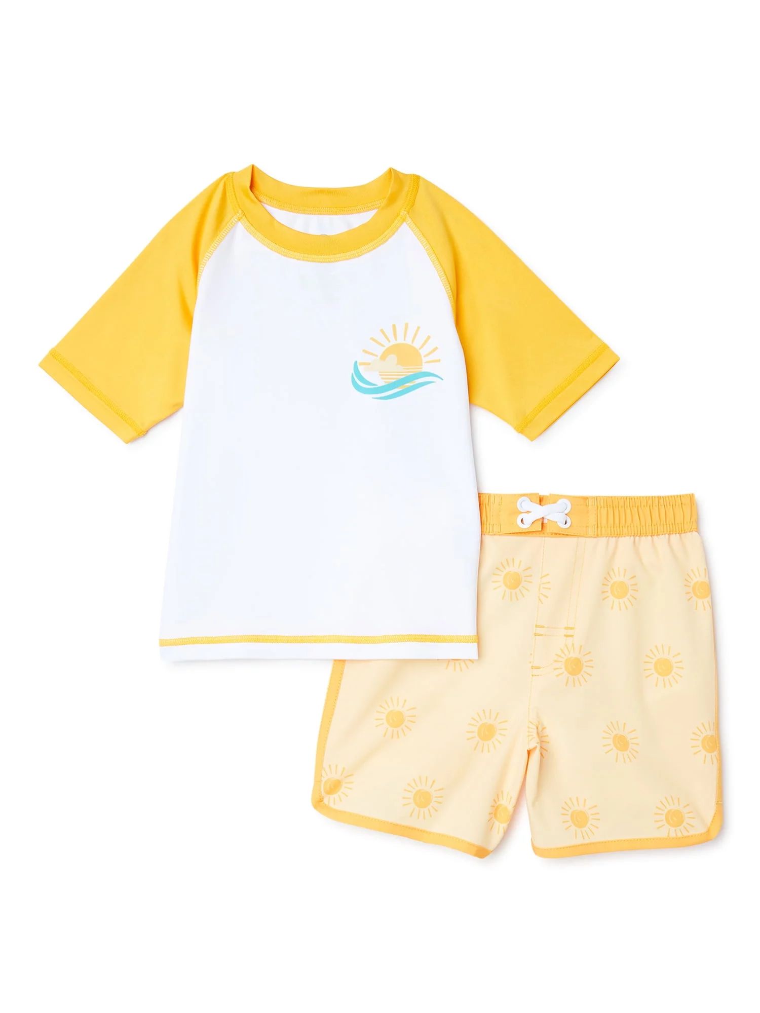 Wonder Nation Toddler Boy Short Sleeve Rashguard Swim Set, Sizes 12M-5T | Walmart (US)