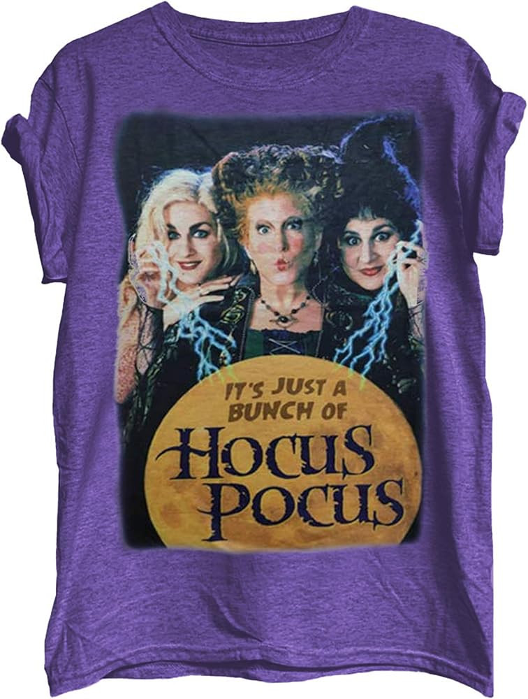 Anbech Womens Hocus Pocus Halloween T-Shirt Sanderson Sisters Print Classic Movie Tee Tops | Amazon (US)