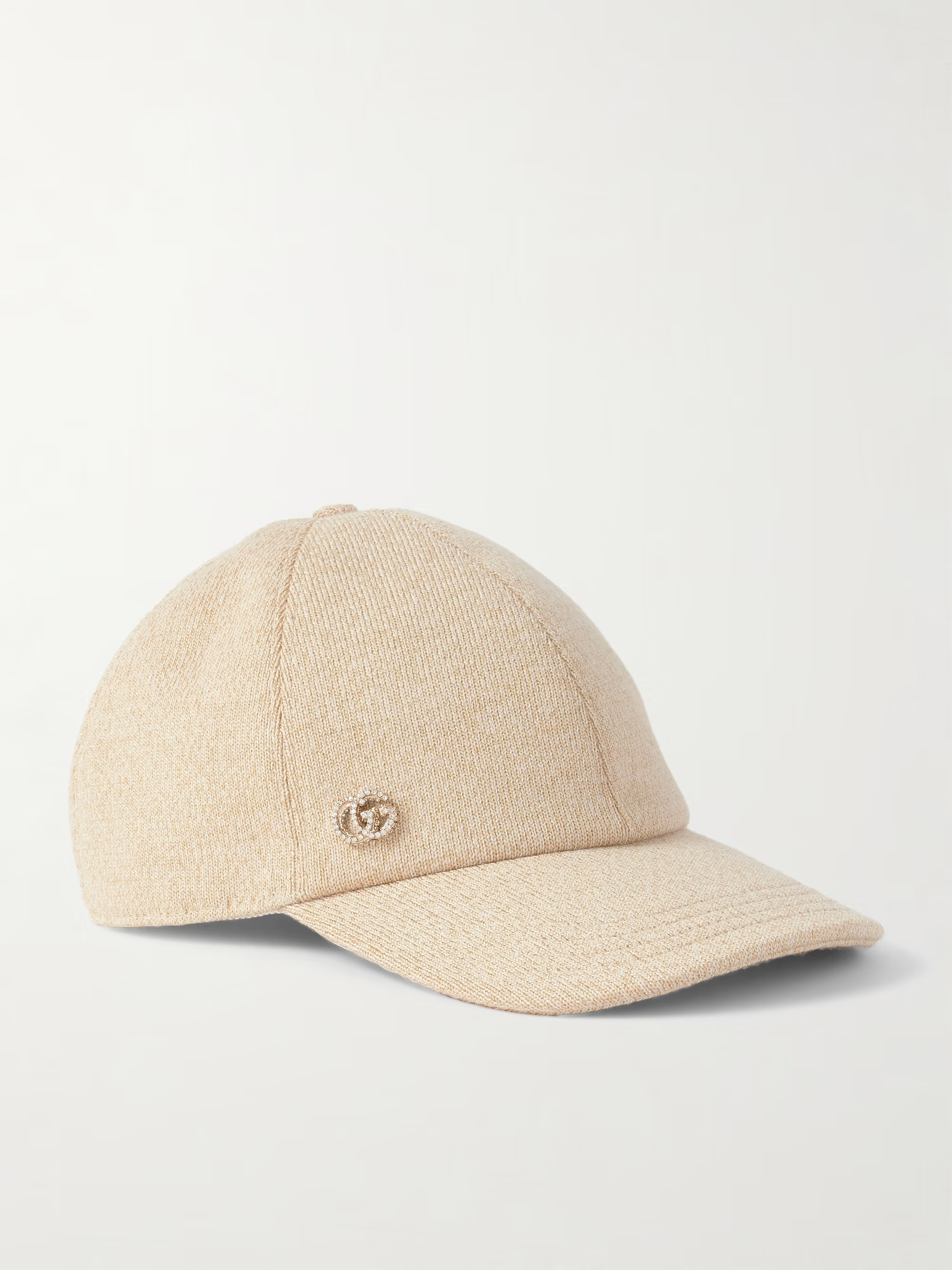 Crystal-embellished leather-trimmed wool-blend baseball cap | NET-A-PORTER (US)