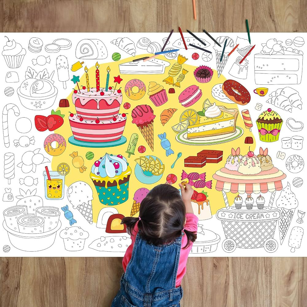 Ice Cream Coloring Poster for Kids Giant Coloring Poster Large Desserts Sweet Treats Coloring Tab... | Amazon (US)