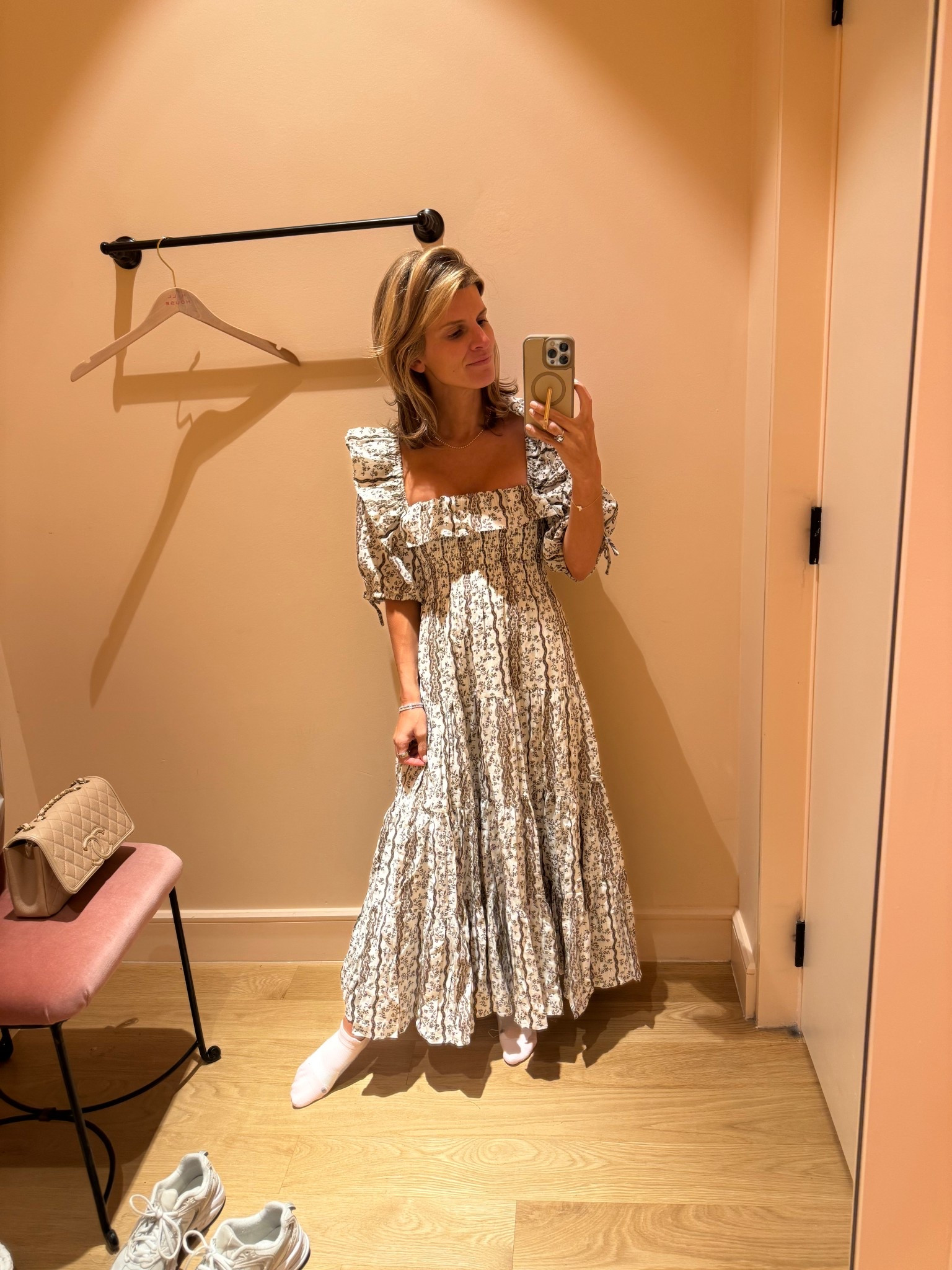 New hill house brown patterned nap dress - wearing XS 