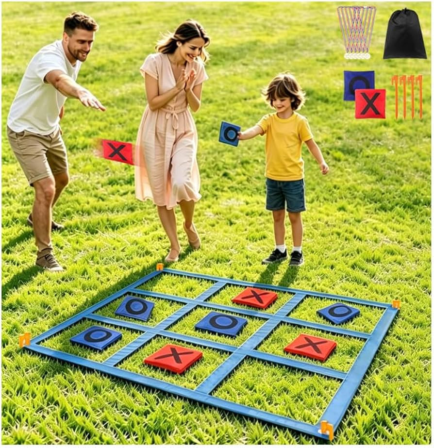 Outdoor Giant Tic Tac Toe Games for Kids Adults and Family, Large Carnival Yard Lawn Bean Bag Tos... | Amazon (US)