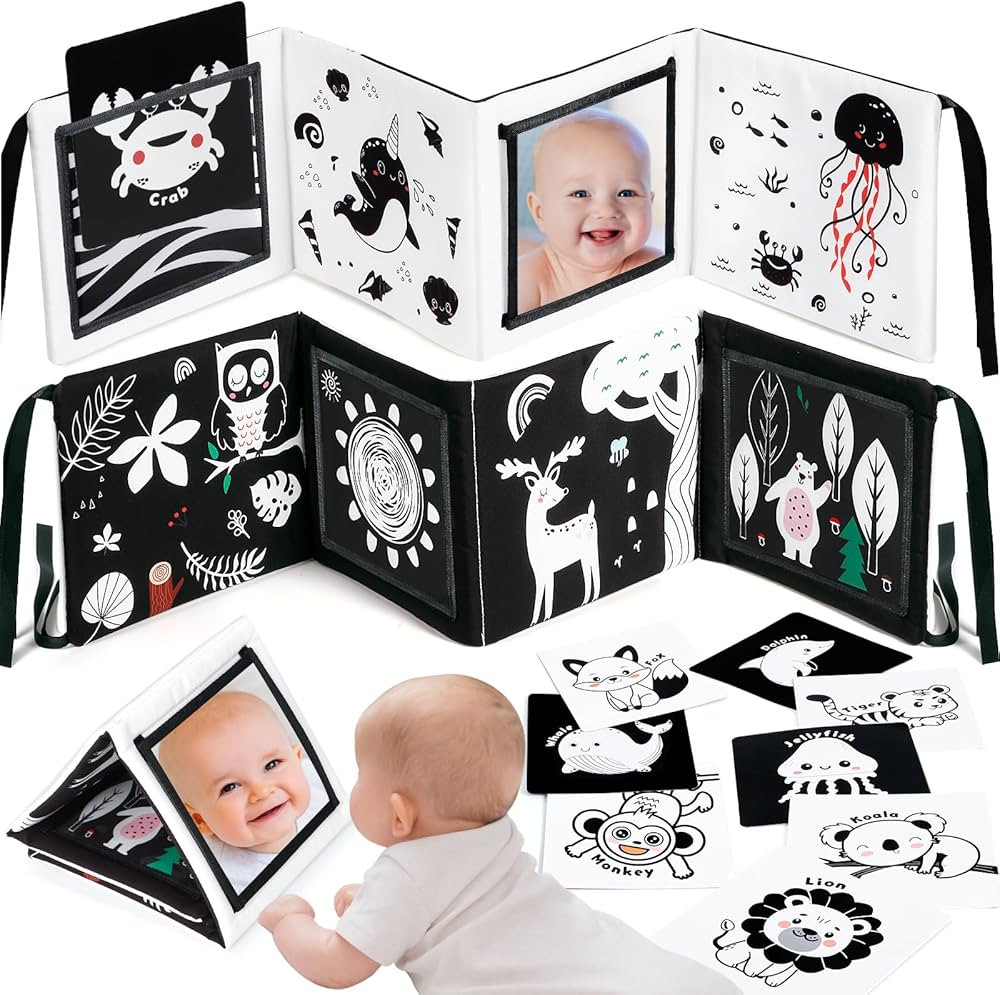 URMYWO Black and White Baby Toys, Tummy Time High Contrast Newborn Toys 0-3 Months, Baby Boy Girl... | Amazon (US)
