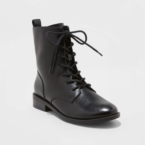 Women's Luci Refined Lace Up Combat Boots - A New Day™ Black | Target