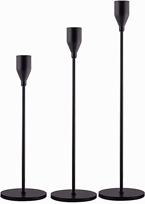 SUJUN Matte Black Candle Holders Set of 3 for Taper Candles, Decorative Candlestick Holder for We... | Amazon (US)