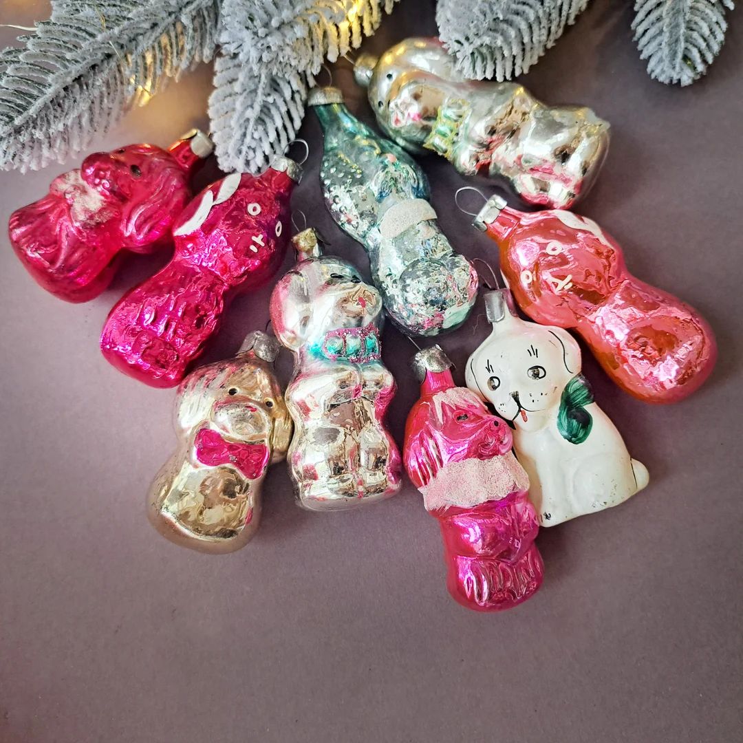 Christmas Glass Ornaments Vintage Blown Tree Decoration Glass - Etsy | Etsy (US)