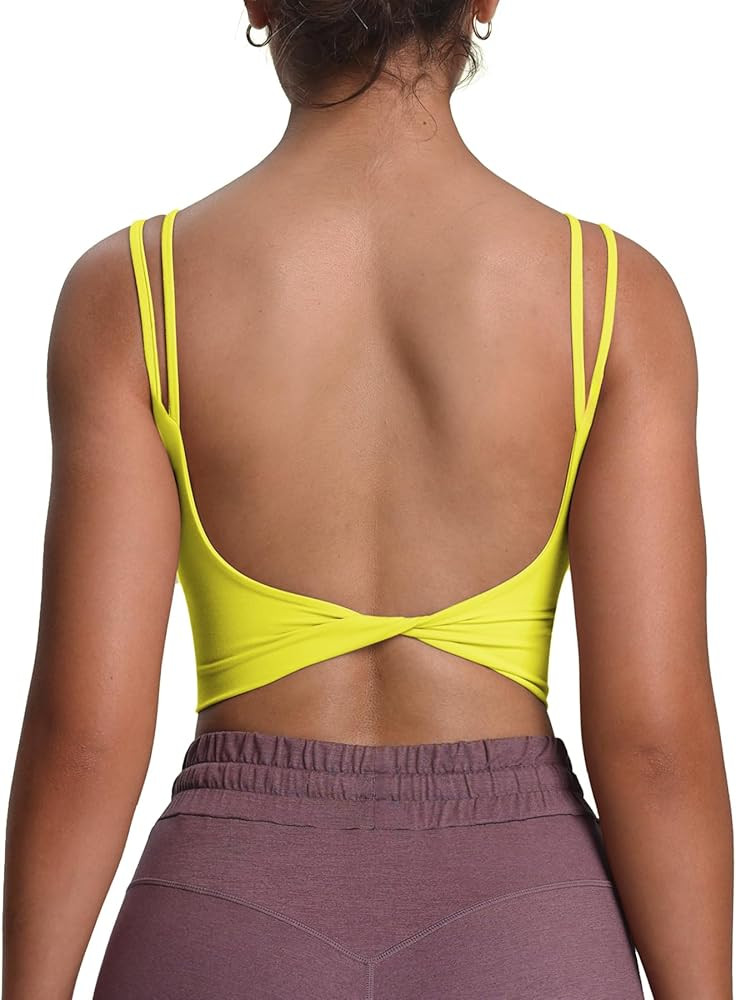 Aoxjox Women's Workout Sports Bras Fitness Yoga Crop Tank Twist Back Cami | Amazon (US)