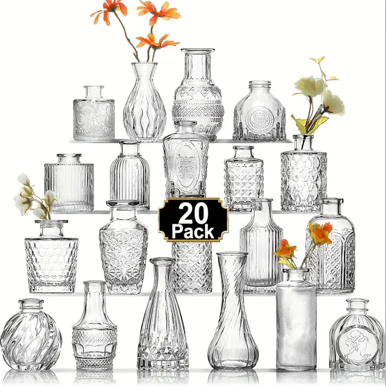 Mini Vintage Clear Round Decorative Glass Vases, Set of 20 | Walmart (US)