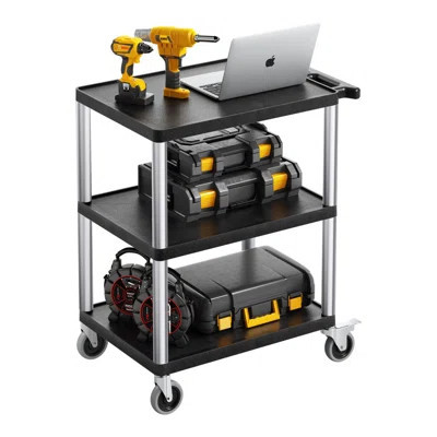 3-shelf Utility Cart 300 lbs 27.6 x 18.1-inch Service Cart with Wheels | Wayfair North America