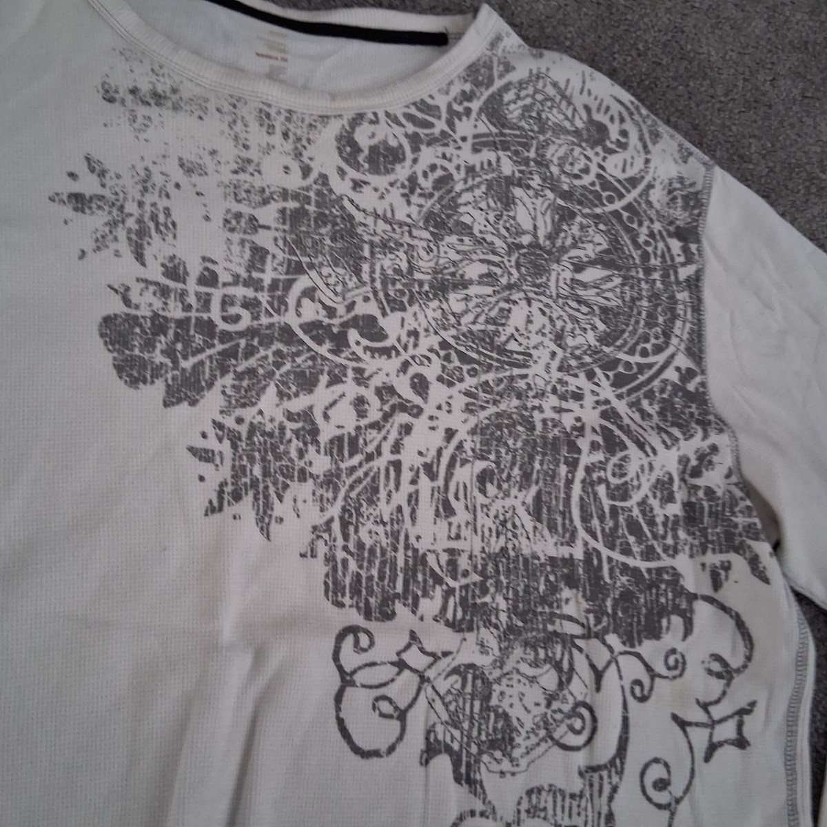 Modern Fit White Long Sleeve Thermal Shirt with Gray Graphic Print - Size 2X | eBay US