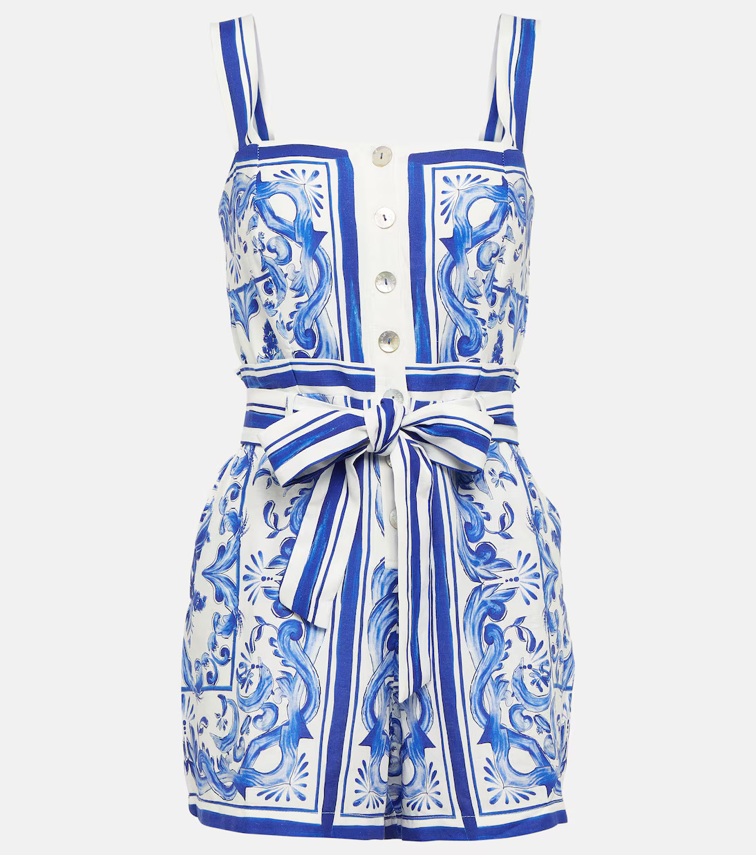 Printed linen-blend romper | Mytheresa (US/CA)