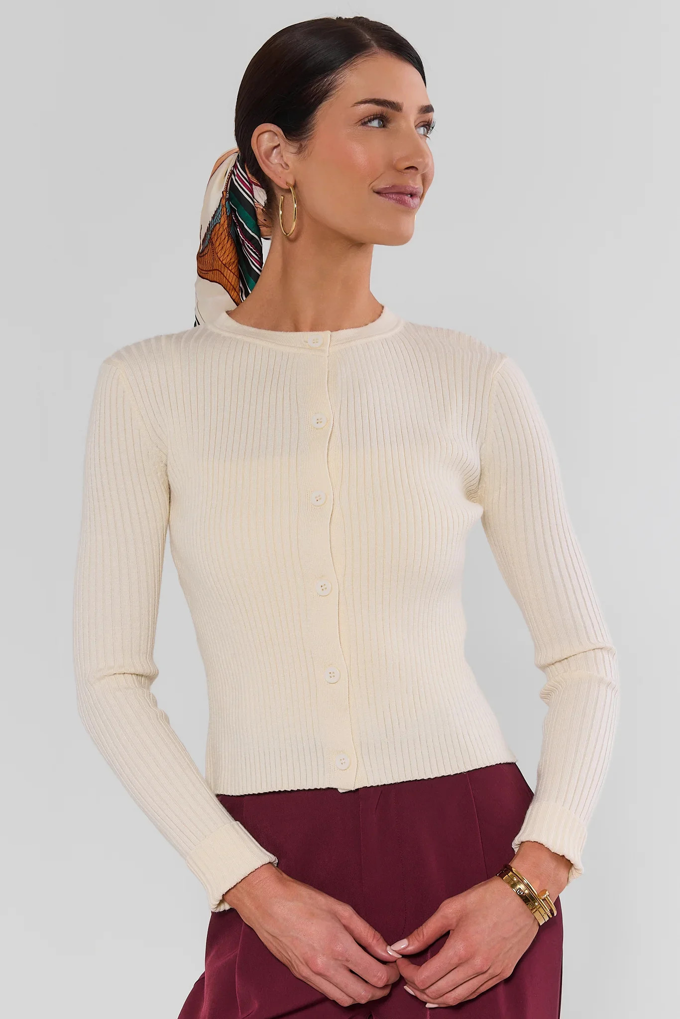 Marion Cream Ribbed Cardigan | Avara