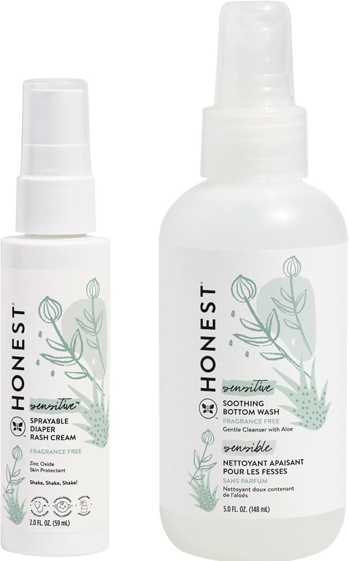 The Honest Company Diaper Rash Cream Spray + Soothing Baby Bottom Wash Bundle | Hypoallergenic, N... | Amazon (US)