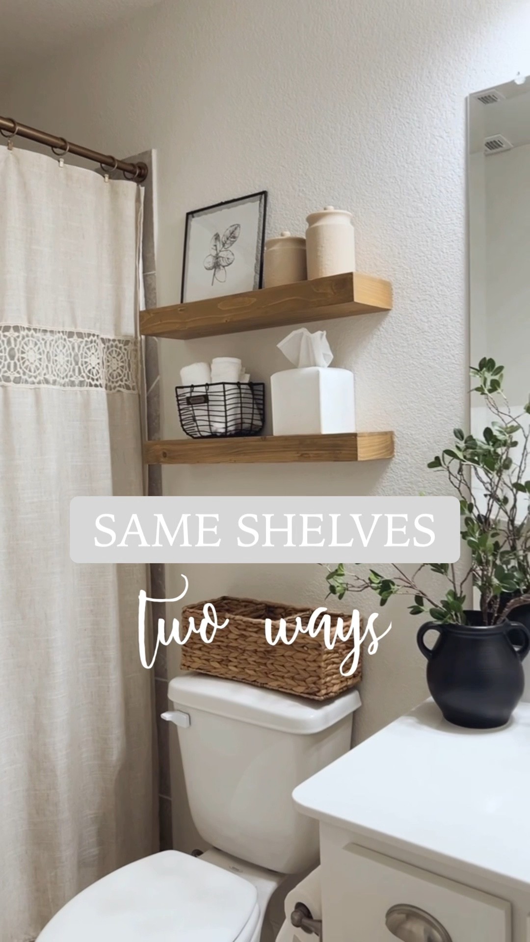 1 or 2? 🤍

Same shelves, two ways! I love these shelves so much that I added them in two of our bathrooms 🙈

here’s why I love floating shelves:
+ adds interest to an empty wall
+ provides extra storage space for smaller areas
+ easy to do 🙌🏼
+ can be more affordable option to wall treatments or art

I’ll have both bathroom setups and these shelves linked in my bio! Which way do you like more, 1 or 2?



#LTKhome #LTKSeasonal #LTKunder50