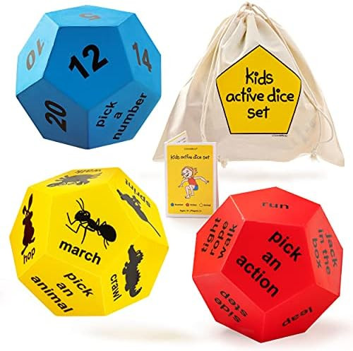 Exercise Dice for Kids - PE Equipment for Elementary School, Indoor Recess Games & Outdoor Kid Ex... | Amazon (US)