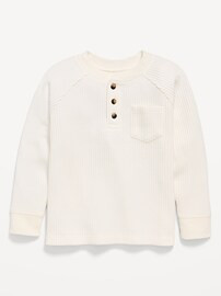 Long-Sleeve Henley Waffle-Knit Pocket T-Shirt for Toddler Boys | Old Navy (CA)