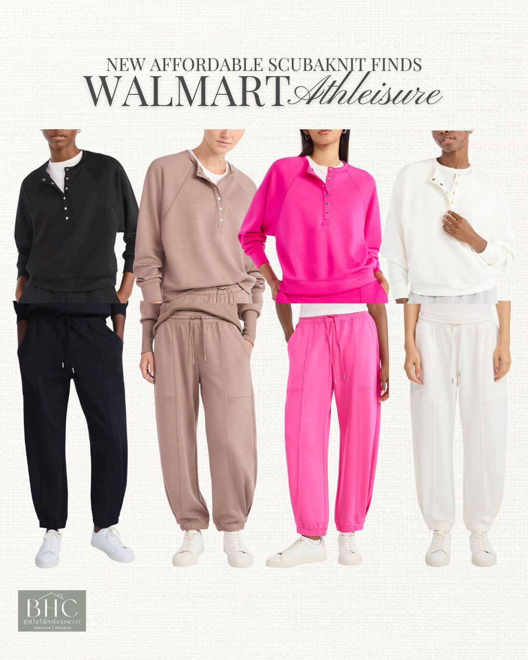 New affordable scubaknit fabric finds from Walmart! Women's athleisure look for less, Scoop, Walmart Fashion, matching set, button henley top, barrel sweatpants, comfy and cozy style 

 #LTKActive #LTKFindsUnder50 #LTKStyleTip