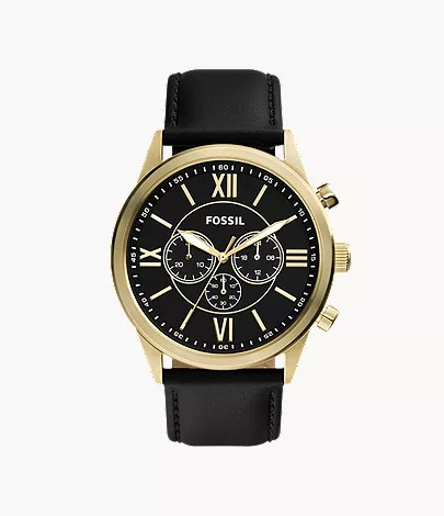 Flynn Chronograph Black Leather Watch | Fossil (US)