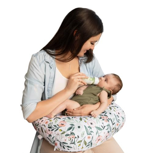 Boppy Nursing Pillow - Firm, Ergonomic U-Shaped Bottle and Breastfeeding Pillow with High Lift for Comfort and Support, Spacious Surface - Pink Garden Flowers | Amazon (US)