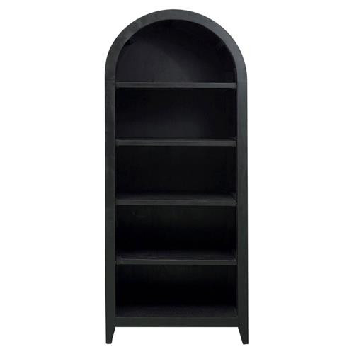 Connor French Country Black Mahogany Wood 4 Shelf Arched Bookcase | Kathy Kuo Home