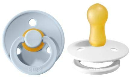 BIBS Baby Pacifier | BPA-Free Natural Rubber | Made in Denmark | White/Baby Blue 2-Pack (0-6 Mont... | Amazon (US)