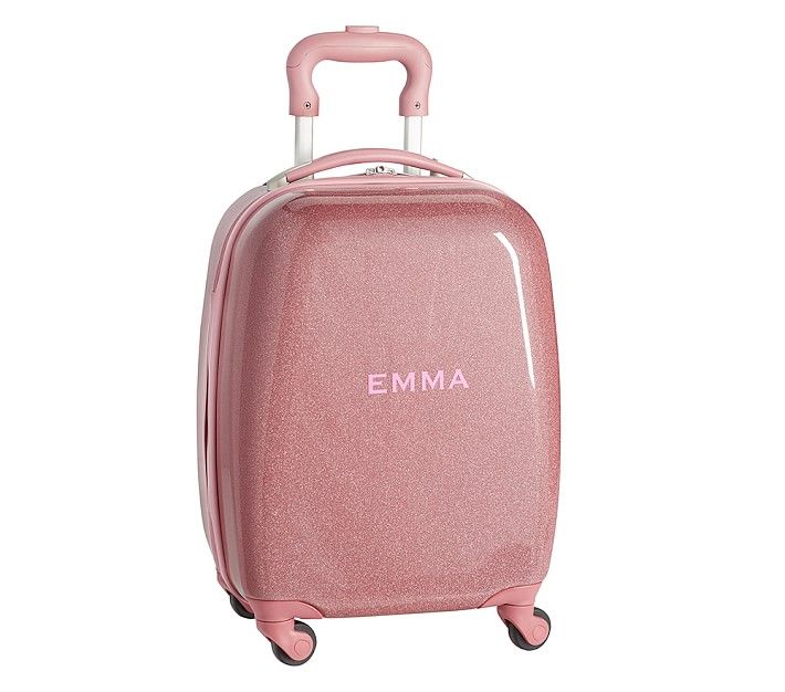 Mackenzie Pink Sparkle Glitter Hard-Sided Luggage | Pottery Barn Kids