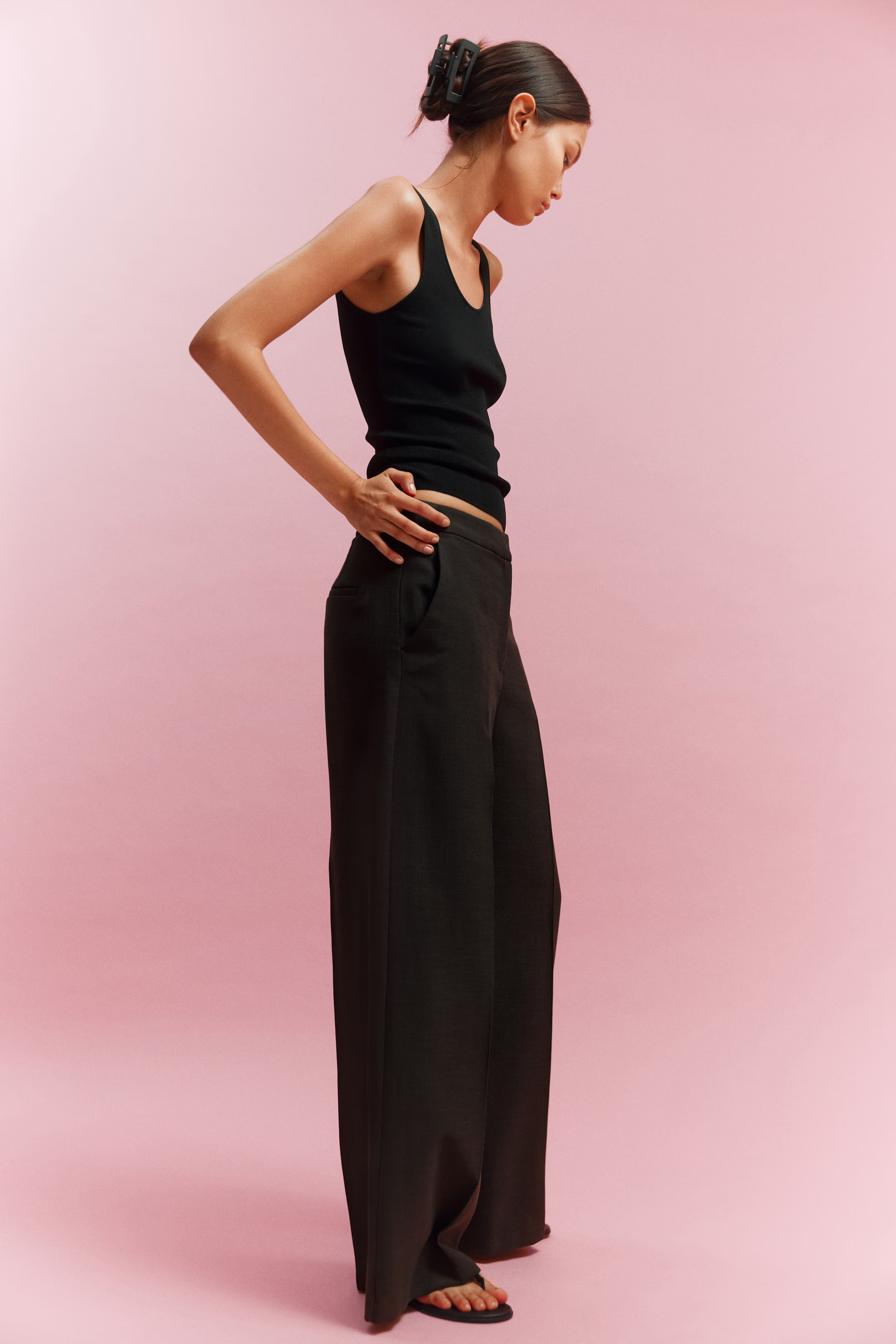 - Wide tailored trousers - Dark brown - Ladies | H&M GB | H&M (UK, MY, IN, SG, PH, TW, HK)