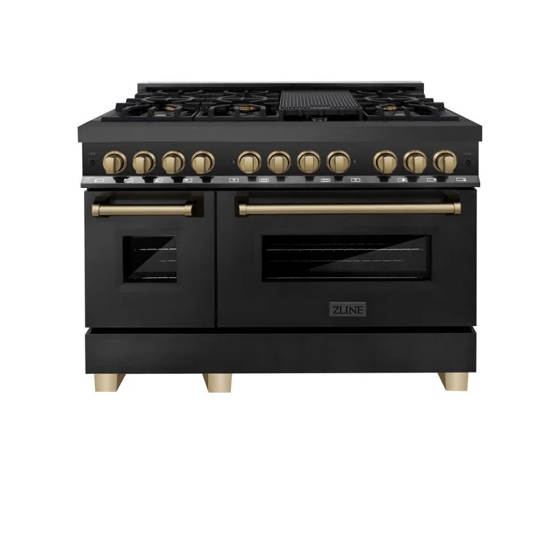 ZLINE Autograph Edition 48" Dual Fuel Range in Fingerprint Resistant Stainless Steel with Accents | Wayfair North America
