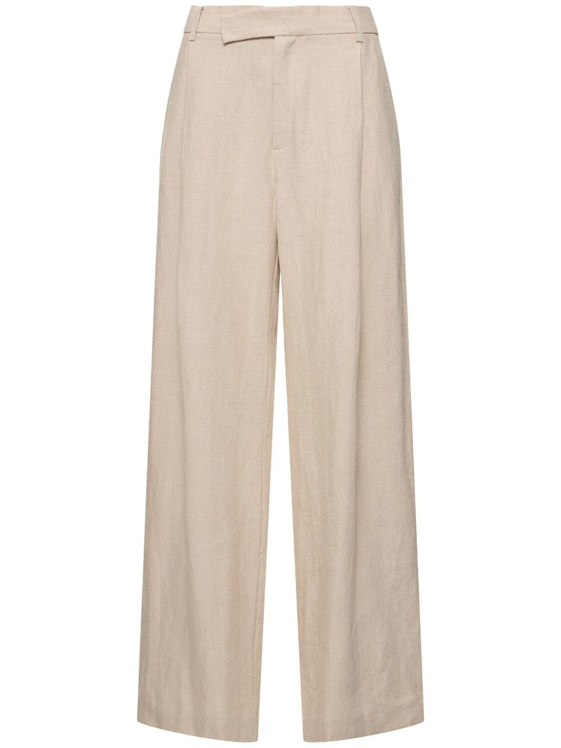 Pleated linen straight pants | Luisaviaroma