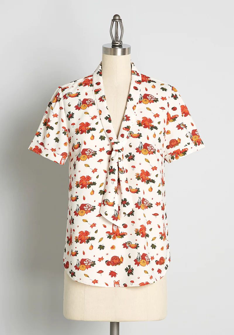 Polished and Playful Tie-Neck Blouse | ModCloth