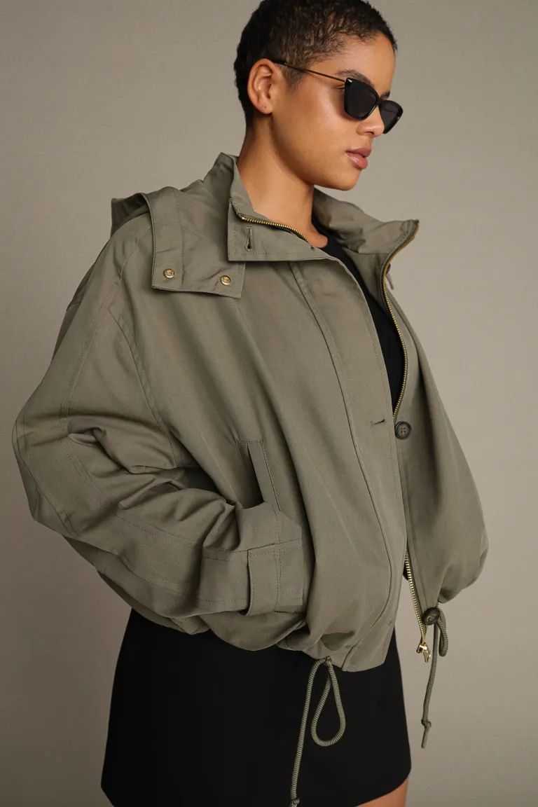 Water-repellent Hooded Jacket - Khaki green - Ladies | H&M US | H&M (US)