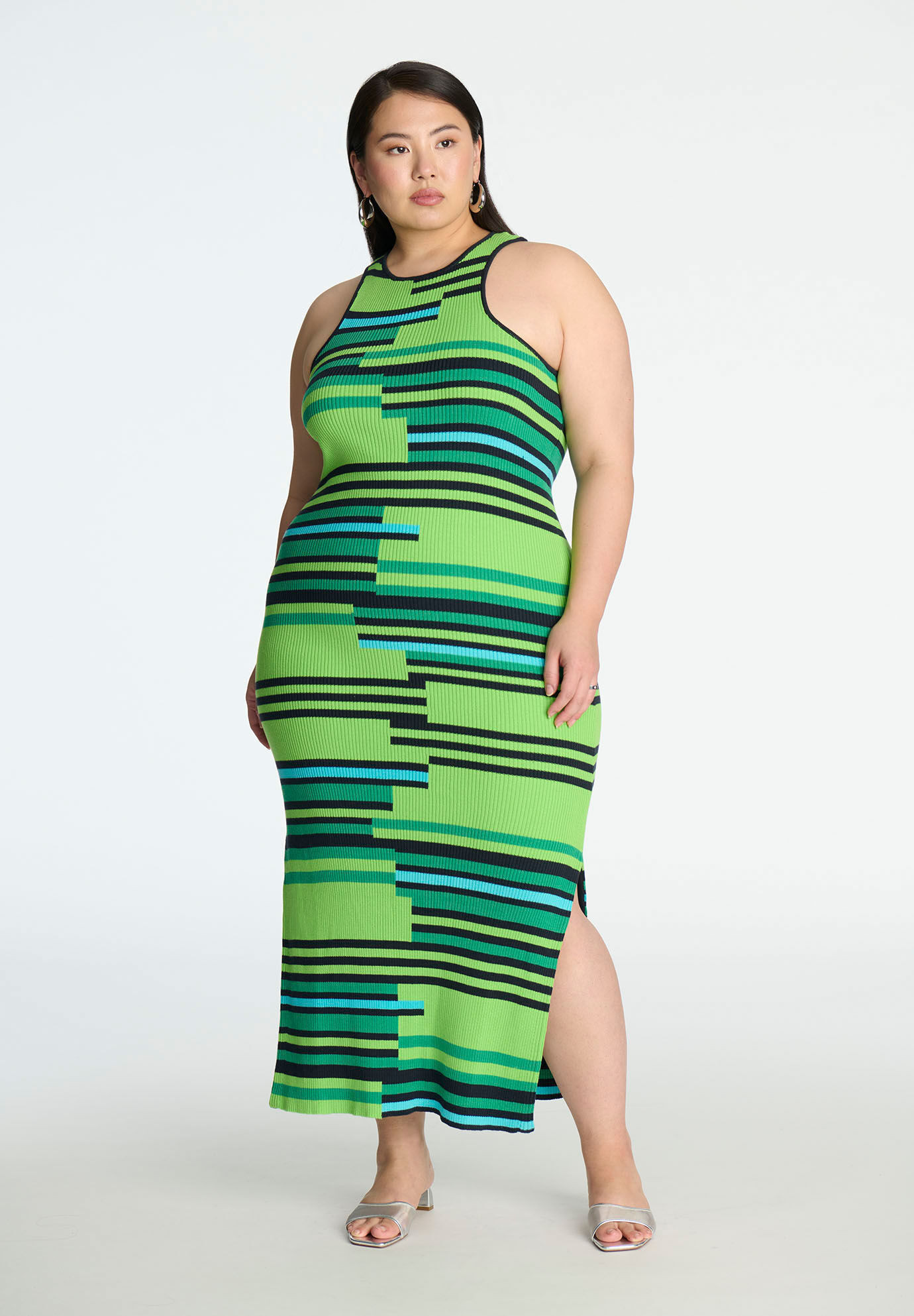 Mixed Stripe Ribbed Dress | Eloquii
