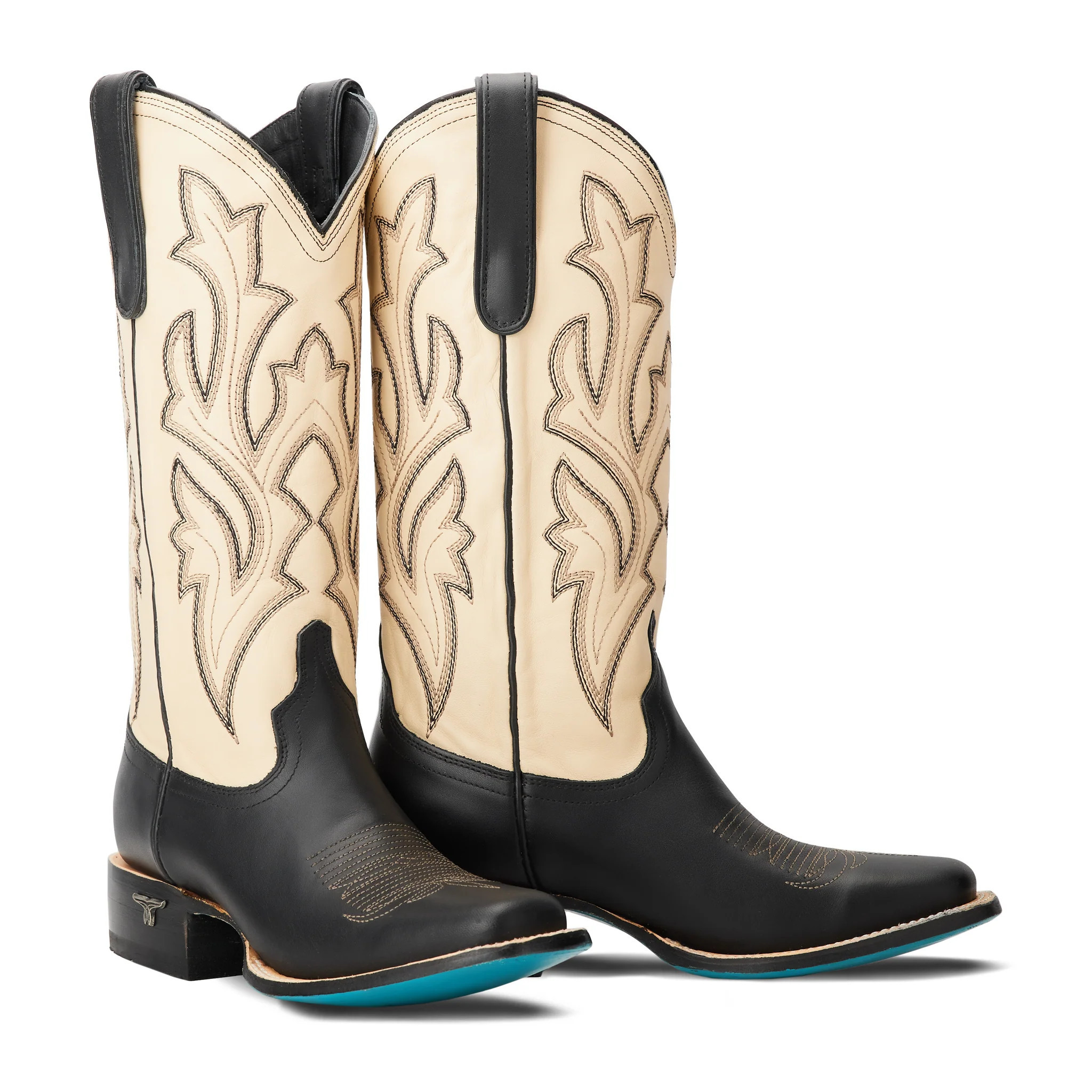 Classic Square Boot - Jet Black and Pale Ivory | Lane Boots