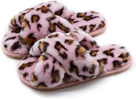 Women's Fuzzy Fluffy Furry Fur Slippers Flip Flop Open Toe Cozy House Memory Foam Sandals Slides ... | Amazon (US)
