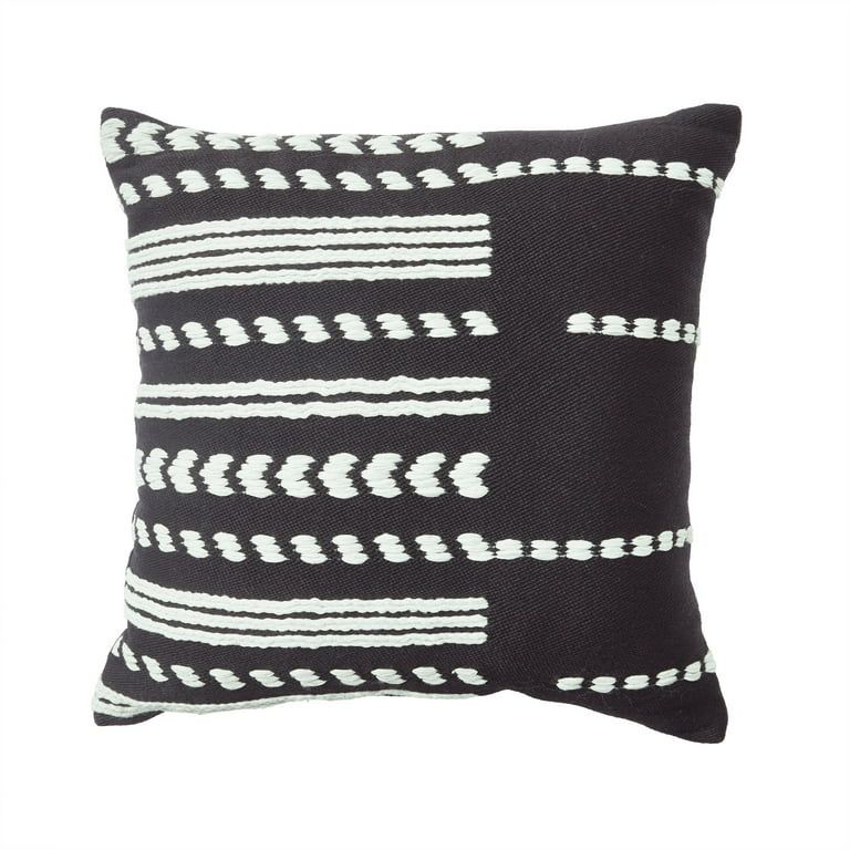 Better Homes & Gardens Modern Stripe Outdoor Throw Pillow, 19" x 19", Black, Set of One | Walmart (US)