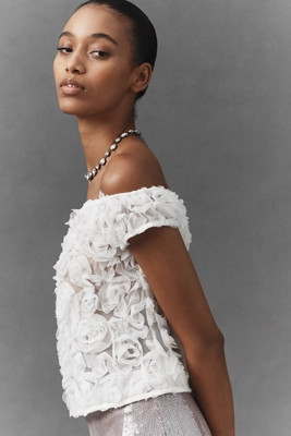 Maeve Off-Shoulder Rosette Top | Anthropologie (US)